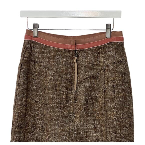 MARC JACOBS WOMENS SIZE 4 TWEED MID-LENGTH LINED SKIRT BROWN - Picture 6 of 13